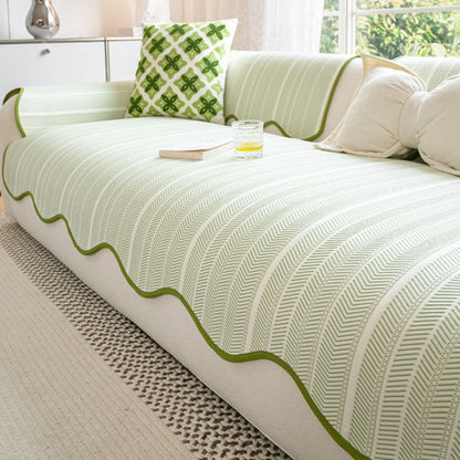 Herringbone Bankhoes met Scallop Rand – Zachte Microvezel | Oase Wonen