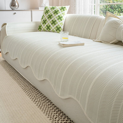 Herringbone Bankhoes met Scallop Rand – Zachte Microvezel | Oase Wonen