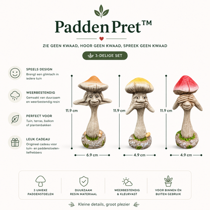 PaddenPret™ – Paddenstoelset (3 Stuks)