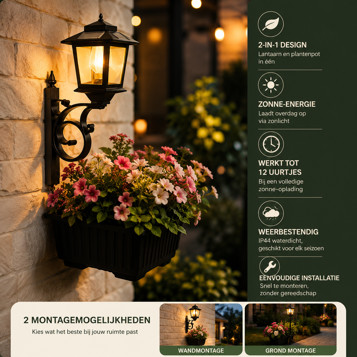 BloeiLicht™ – Solar Bloempotlamp