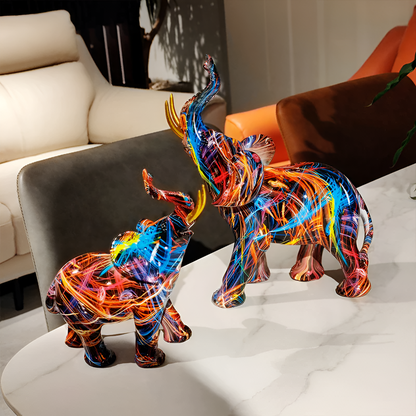 Kleurrijke Elefantensculptuur