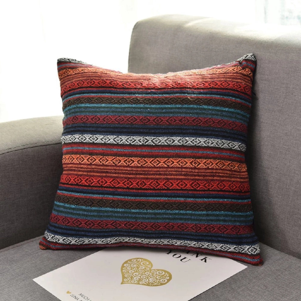 Bohemian Geometrische Kussenhoes – Geweven Microvezel voor de Bank | Oase Wonen
