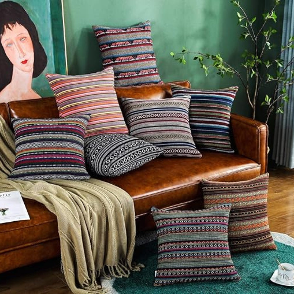 Bohemian Geometrische Kussenhoes – Geweven Microvezel voor de Bank | Oase Wonen