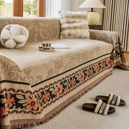 Boho Sofa Cover met Franjes – Chenille Bankdeken voor de Woonkamer | Oase Wonen