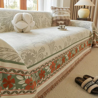 Boho Sofa Cover met Franjes – Chenille Bankdeken voor de Woonkamer | Oase Wonen