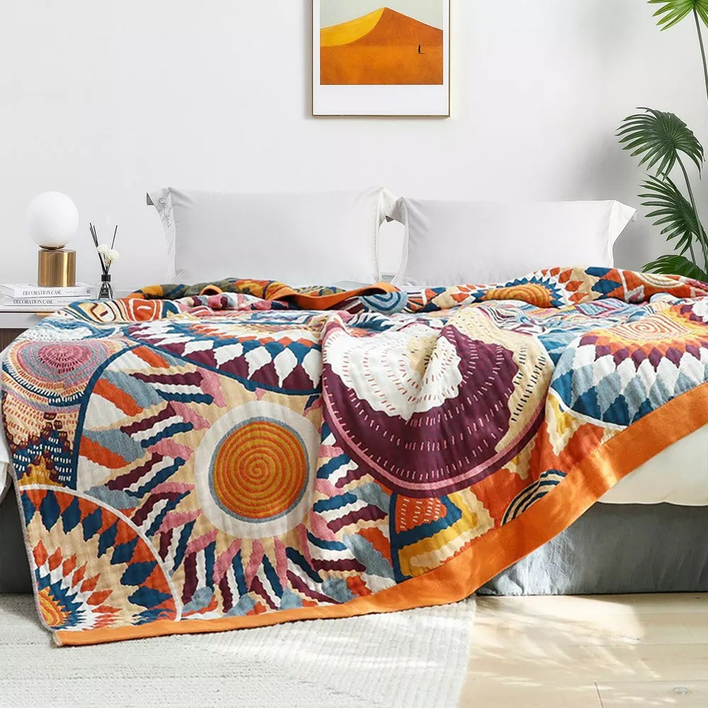 Nordic Sunburst Katoenen Deken – Licht en Zacht voor Elk Seizoen | Oase Wonen