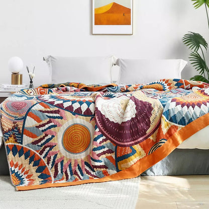Nordic Sunburst Katoenen Deken – Licht en Zacht voor Elk Seizoen | Oase Wonen