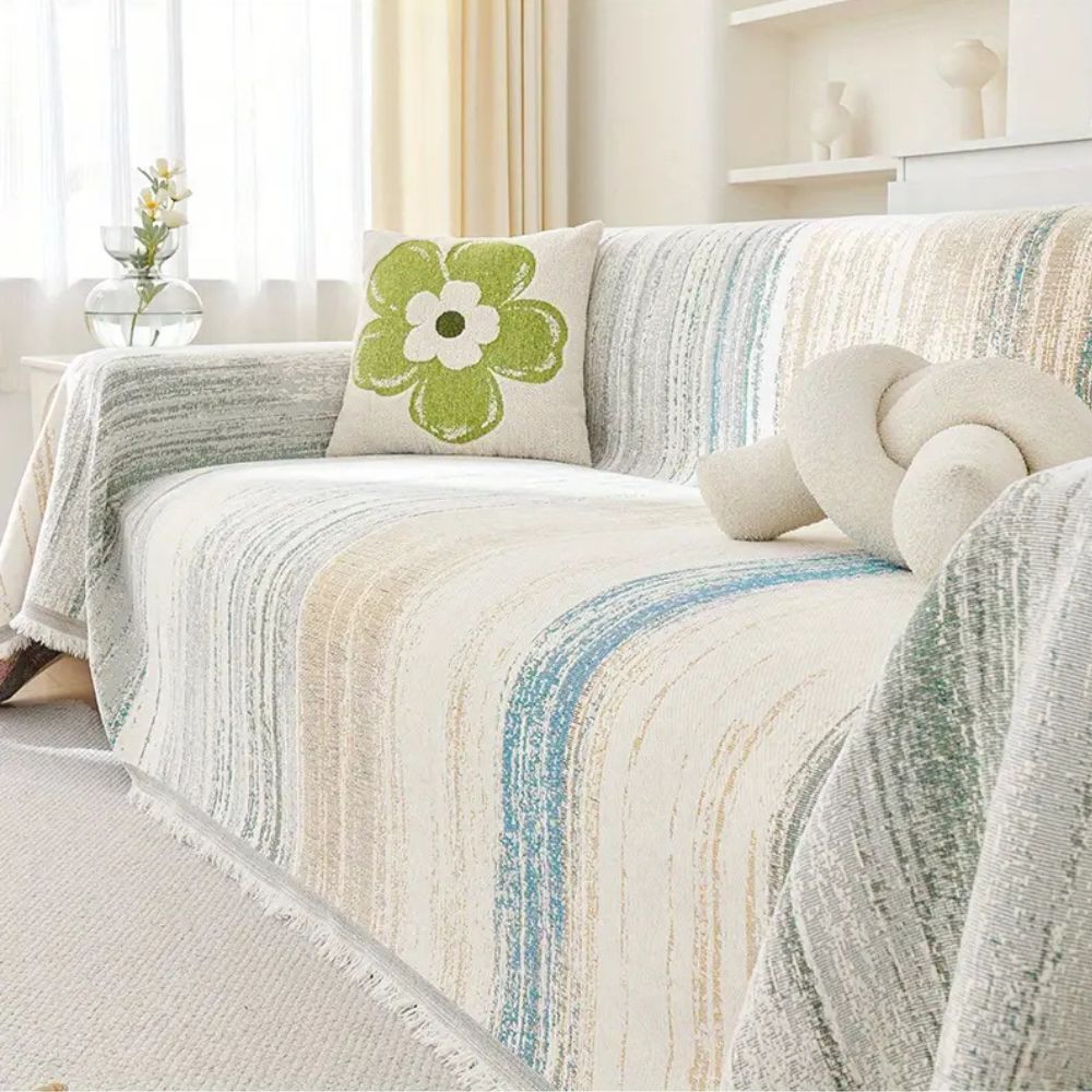 Chenille Bankhoes Gestreept – Zachte Hoes voor Fauteuil & Bank | Oase Wonen