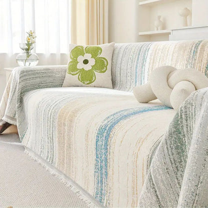 Chenille Bankhoes Gestreept – Zachte Hoes voor Fauteuil & Bank | Oase Wonen