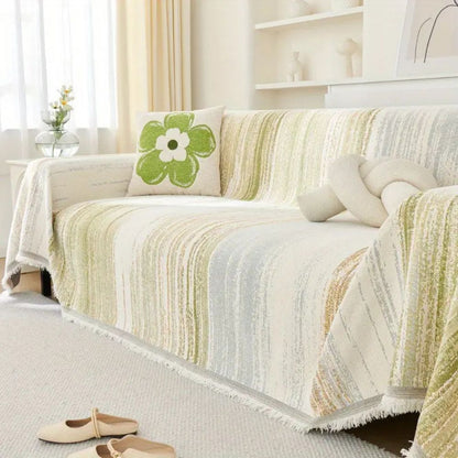 Chenille Bankhoes Gestreept – Zachte Hoes voor Fauteuil & Bank | Oase Wonen