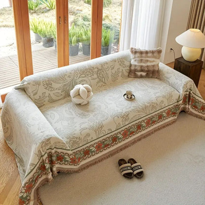 Boho Sofa Cover met Franjes – Chenille Bankdeken voor de Woonkamer | Oase Wonen