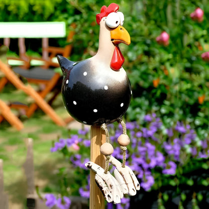 Grappige tuinkip met wiebelende poten - Tuindecoratie