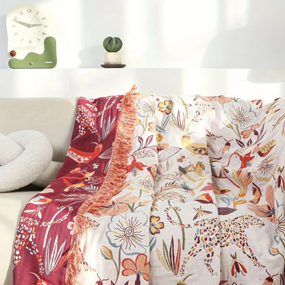 Jungle Bloom Omkeerbare Katoenen Deken – Licht en Ademend | Oase Wonen