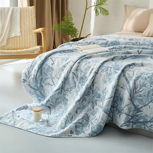 Katoenen Bloemen Deken All-Season – Licht en Ademend voor Bed of Bank | Oase Wonen