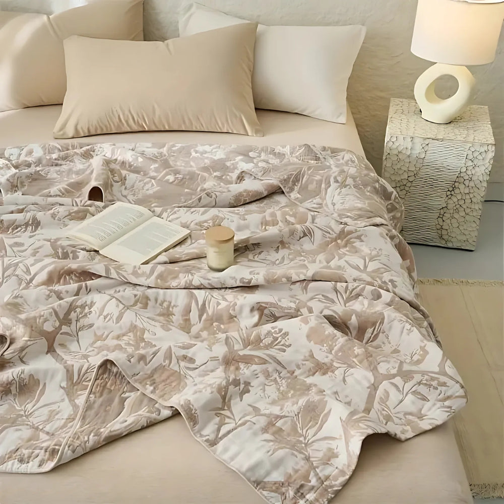 Katoenen Bloemen Deken All-Season – Licht en Ademend voor Bed of Bank | Oase Wonen