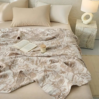 Katoenen Bloemen Deken All-Season – Licht en Ademend voor Bed of Bank | Oase Wonen