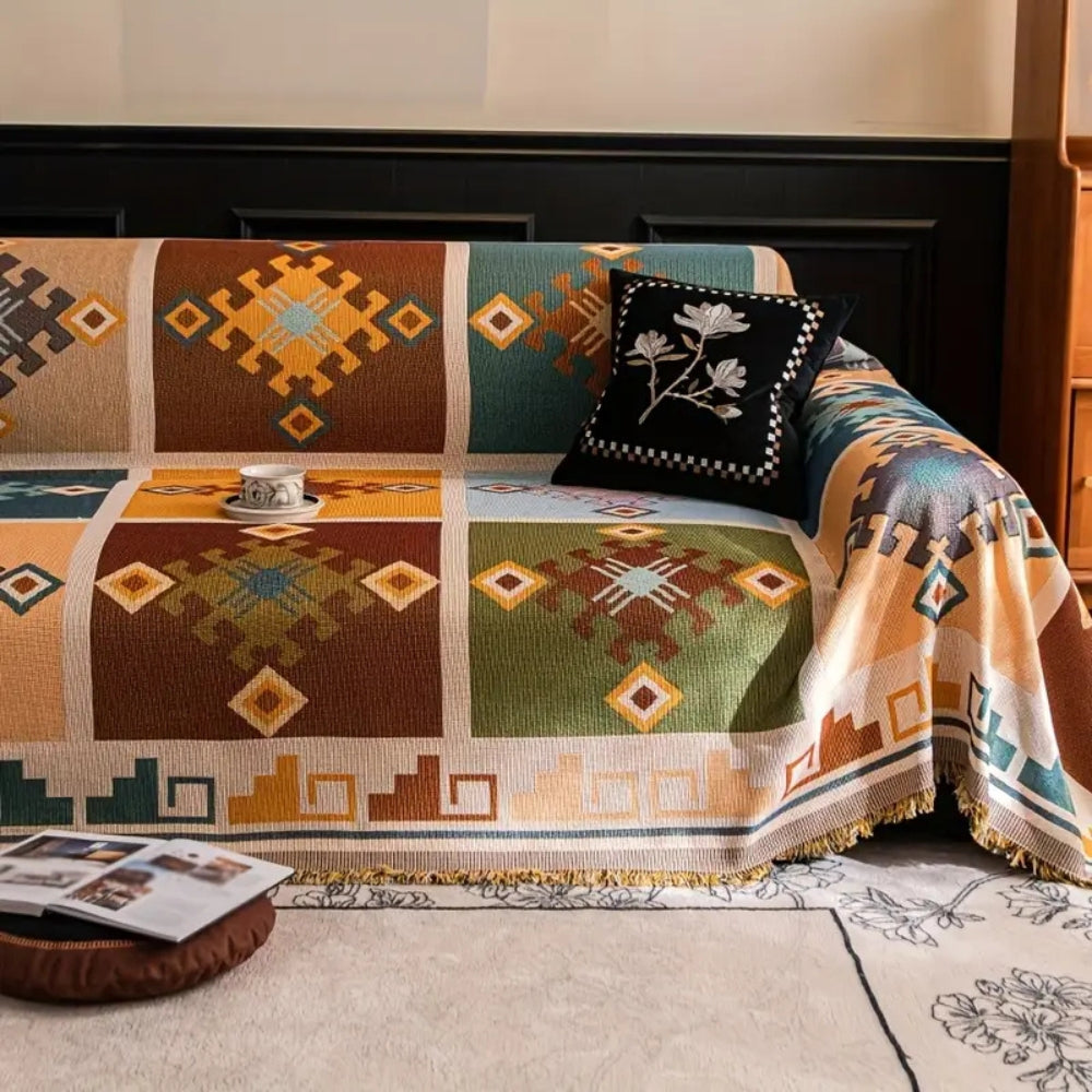 Geometrische Tribal Bankhoes – Zachte Microvezels voor je Bank | Oase Wonen