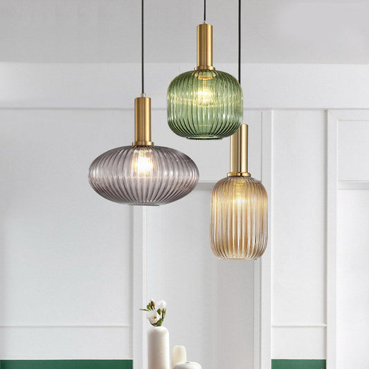 NordicGlow Hanglamp - Gecanneleerde glazen hanglamp