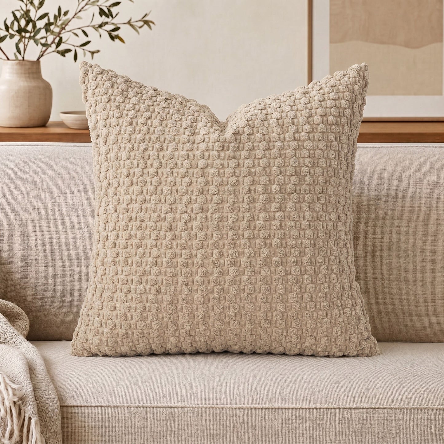 Boho Geometrische Sierkussenhoes – Geweven Wollen Cord voor de Bank | Oase Wonen