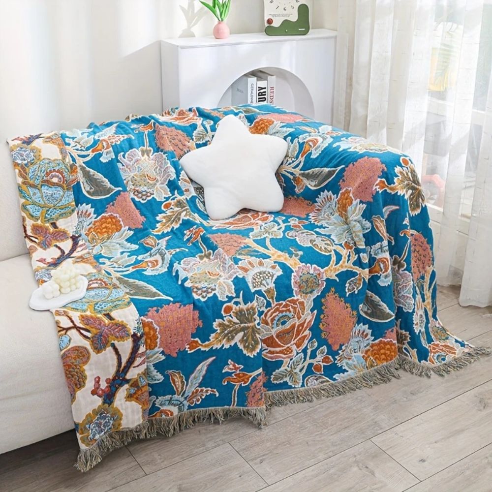 Katoenen Deken met Ornamentprint – Licht & Ademend voor Bank of Bed | Oase Wonen