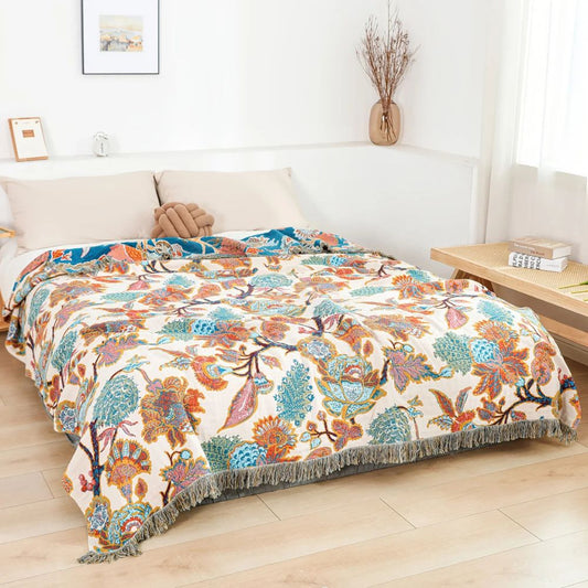 Katoenen Deken met Ornamentprint – Licht & Ademend voor Bank of Bed | Oase Wonen
