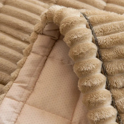 Pluche Bankhoes met Geplooide Rand – Antislip & Machinewasbaar | Oase Wonen
