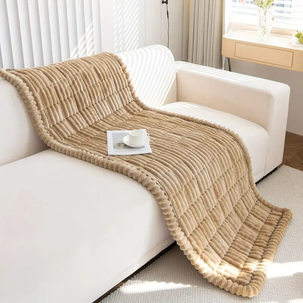 Pluche Bankhoes met Geplooide Rand – Antislip & Machinewasbaar | Oase Wonen