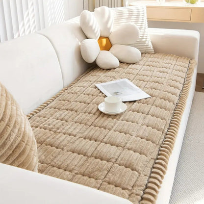Pluche Bankhoes met Geplooide Rand – Antislip & Machinewasbaar | Oase Wonen