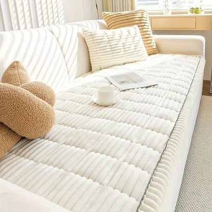 Pluche Bankhoes met Geplooide Rand – Antislip & Machinewasbaar | Oase Wonen