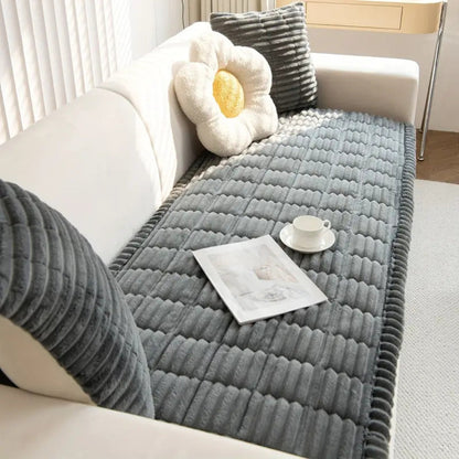 Pluche Bankhoes met Geplooide Rand – Antislip & Machinewasbaar | Oase Wonen