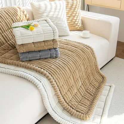 Pluche Bankhoes met Geplooide Rand – Antislip & Machinewasbaar | Oase Wonen