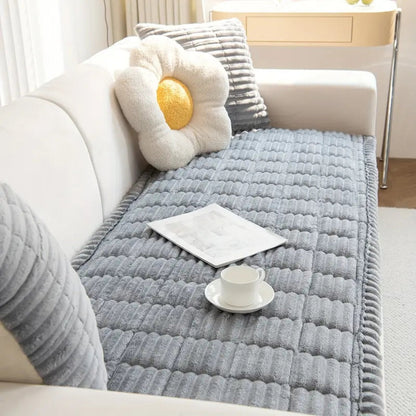 Pluche Bankhoes met Geplooide Rand – Antislip & Machinewasbaar | Oase Wonen