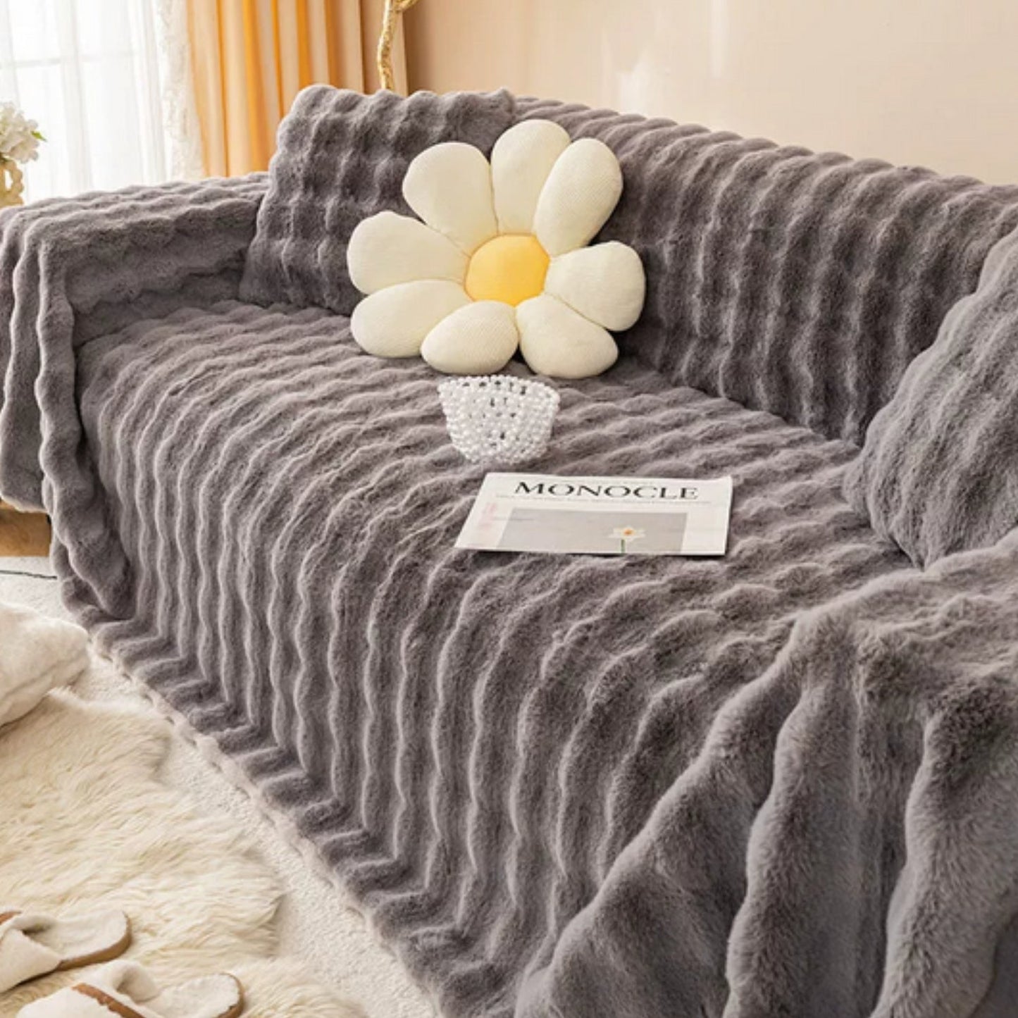 Pluche Nepbont Sofahoes – Zachte Stretch Bankdeken | Oase Wonen
