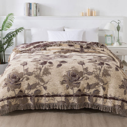 Katoenen Jacquard Plaid – Bloemen Gooi-deken voor Bank en Bed | Oase Wonen