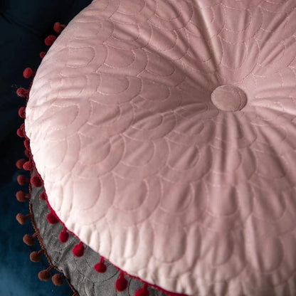 Ronde Velvet Kussen Vintage Quilted Ottoman Pad – Fluweel | Oase Wonen