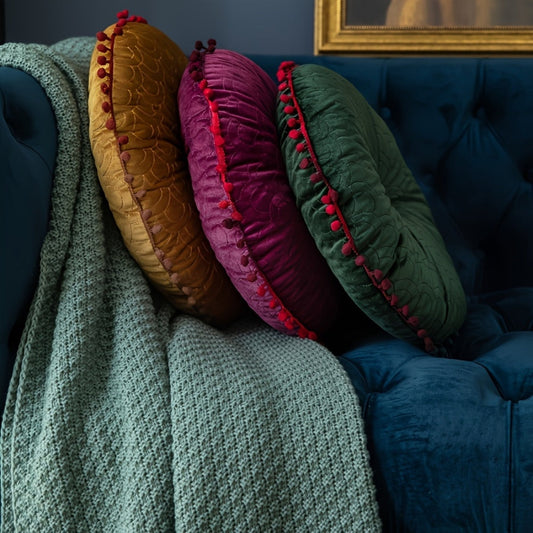 Ronde Velvet Kussen Vintage Quilted Ottoman Pad – Fluweel | Oase Wonen