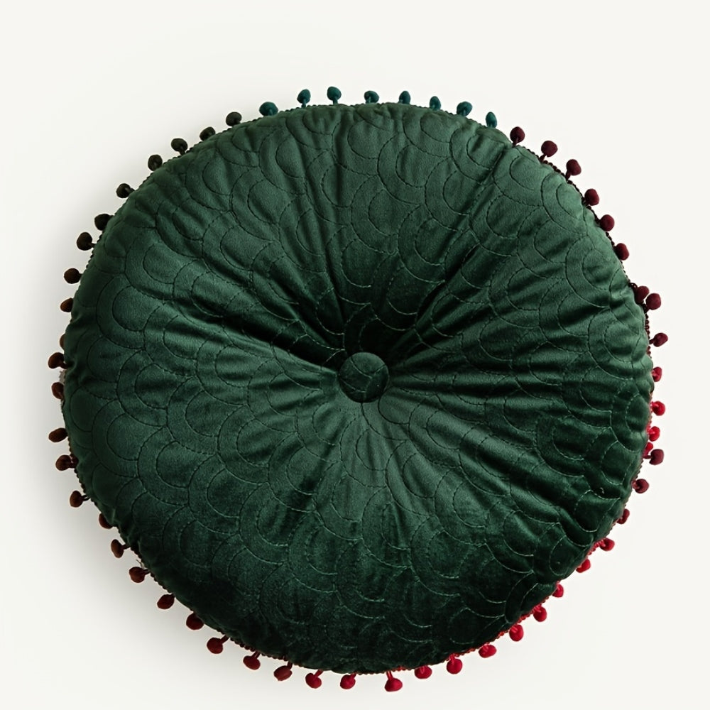 Ronde Velvet Kussen Vintage Quilted Ottoman Pad – Fluweel | Oase Wonen