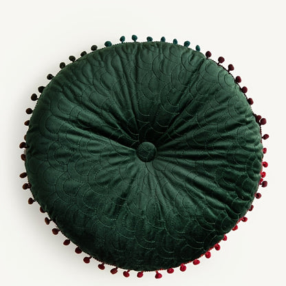 Ronde Velvet Kussen Vintage Quilted Ottoman Pad – Fluweel | Oase Wonen