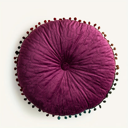 Ronde Velvet Kussen Vintage Quilted Ottoman Pad – Fluweel | Oase Wonen