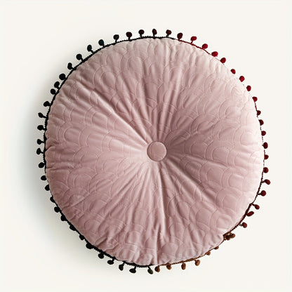 Ronde Velvet Kussen Vintage Quilted Ottoman Pad – Fluweel | Oase Wonen