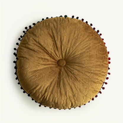 Ronde Velvet Kussen Vintage Quilted Ottoman Pad – Fluweel | Oase Wonen