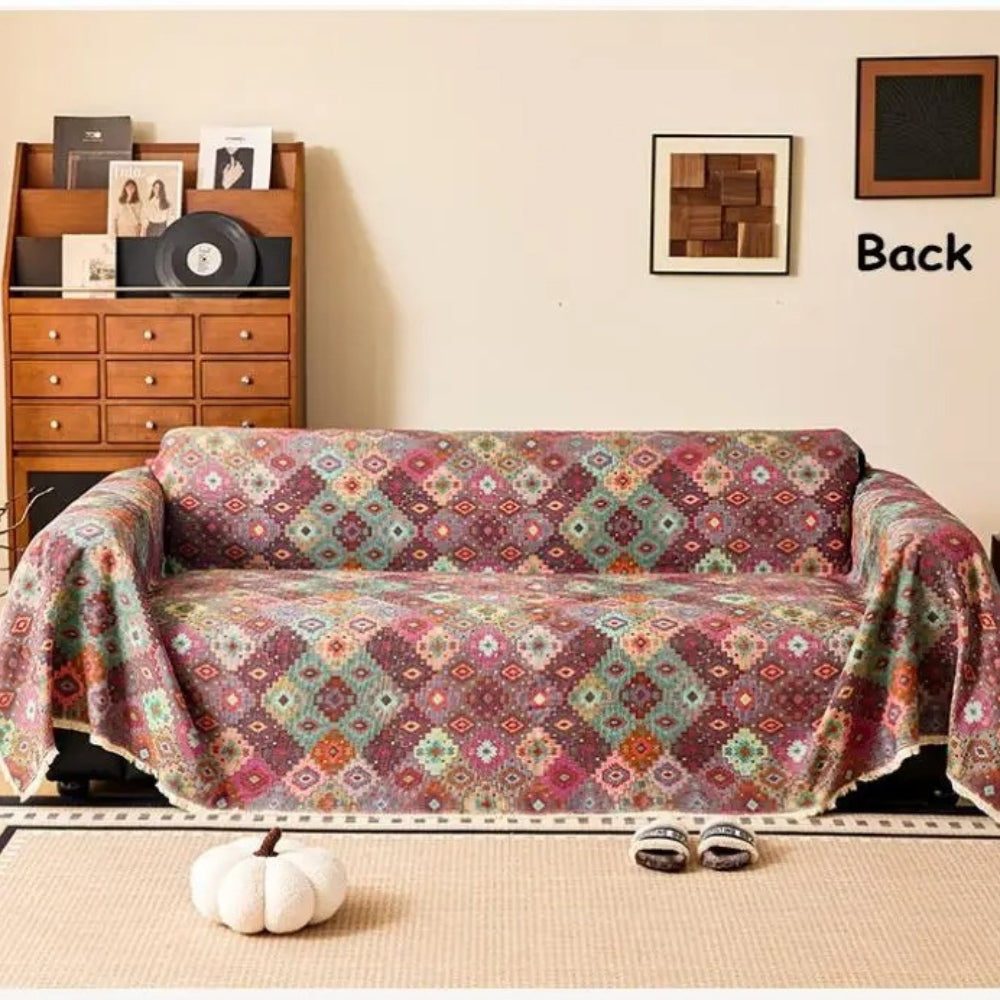 Zahara Kilim Bankkleed – Geometrisch Tribal Patroon voor je Bank | Oase Wonen