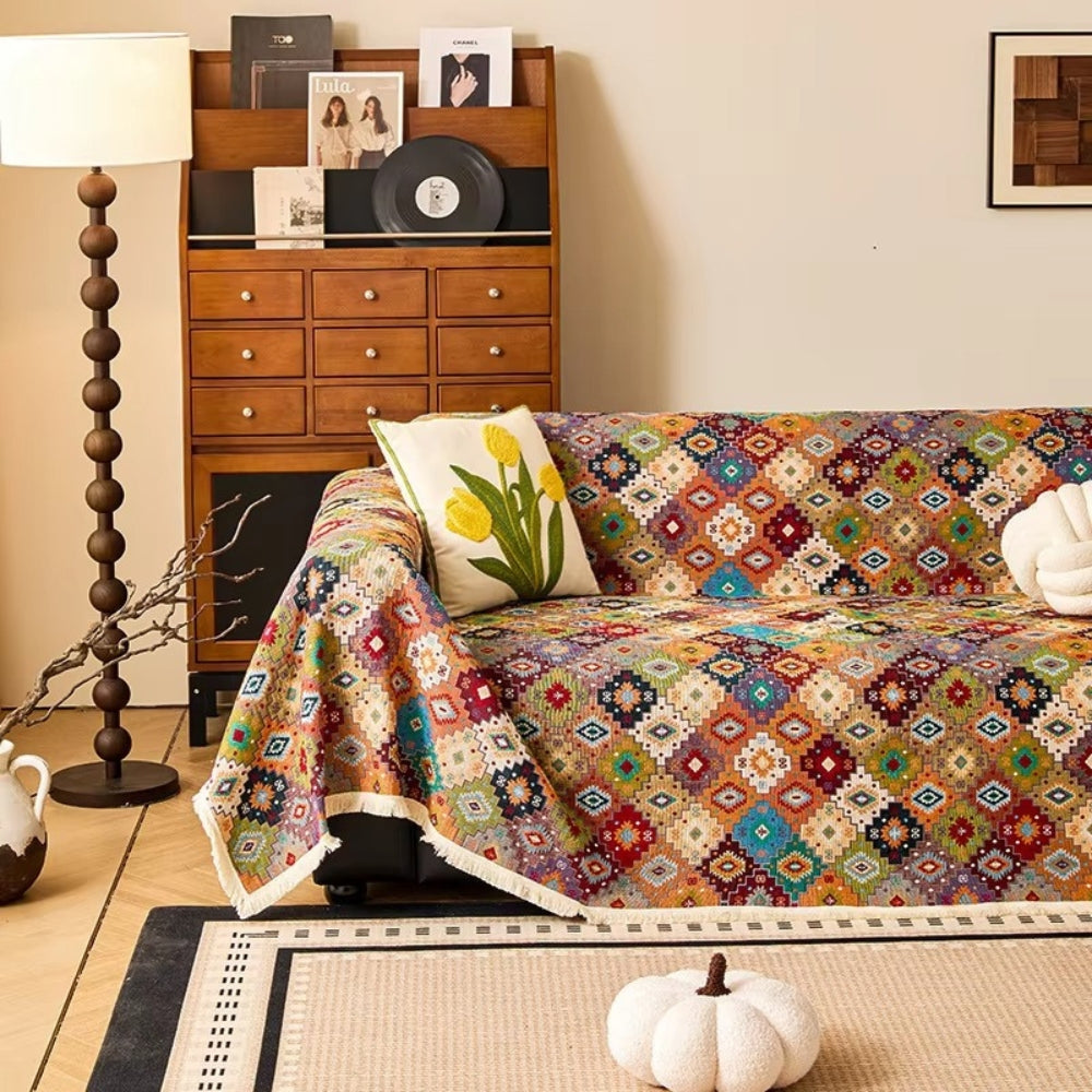 Zahara Kilim Bankkleed – Geometrisch Tribal Patroon voor je Bank | Oase Wonen