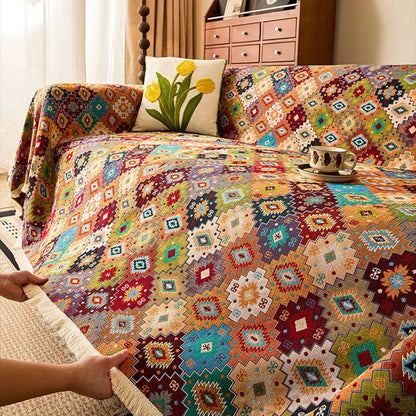 Zahara Kilim Bankkleed – Geometrisch Tribal Patroon voor je Bank | Oase Wonen