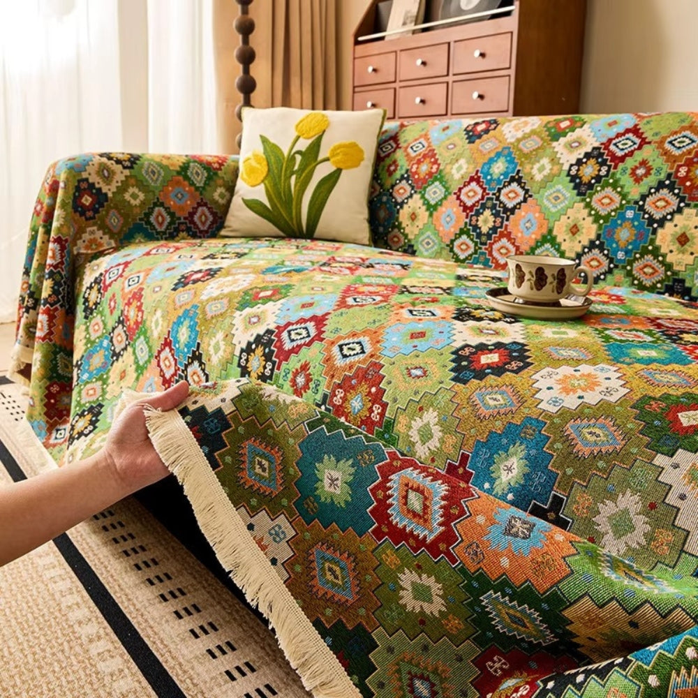Zahara Kilim Bankkleed – Geometrisch Tribal Patroon voor je Bank | Oase Wonen