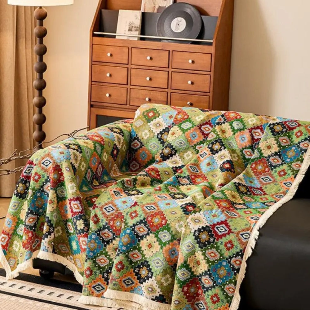 Zahara Kilim Bankkleed – Geometrisch Tribal Patroon voor je Bank | Oase Wonen