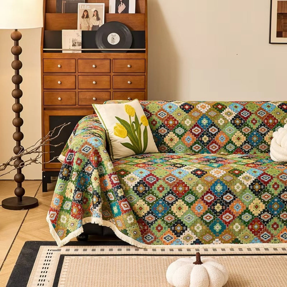 Zahara Kilim Bankkleed – Geometrisch Tribal Patroon voor je Bank | Oase Wonen