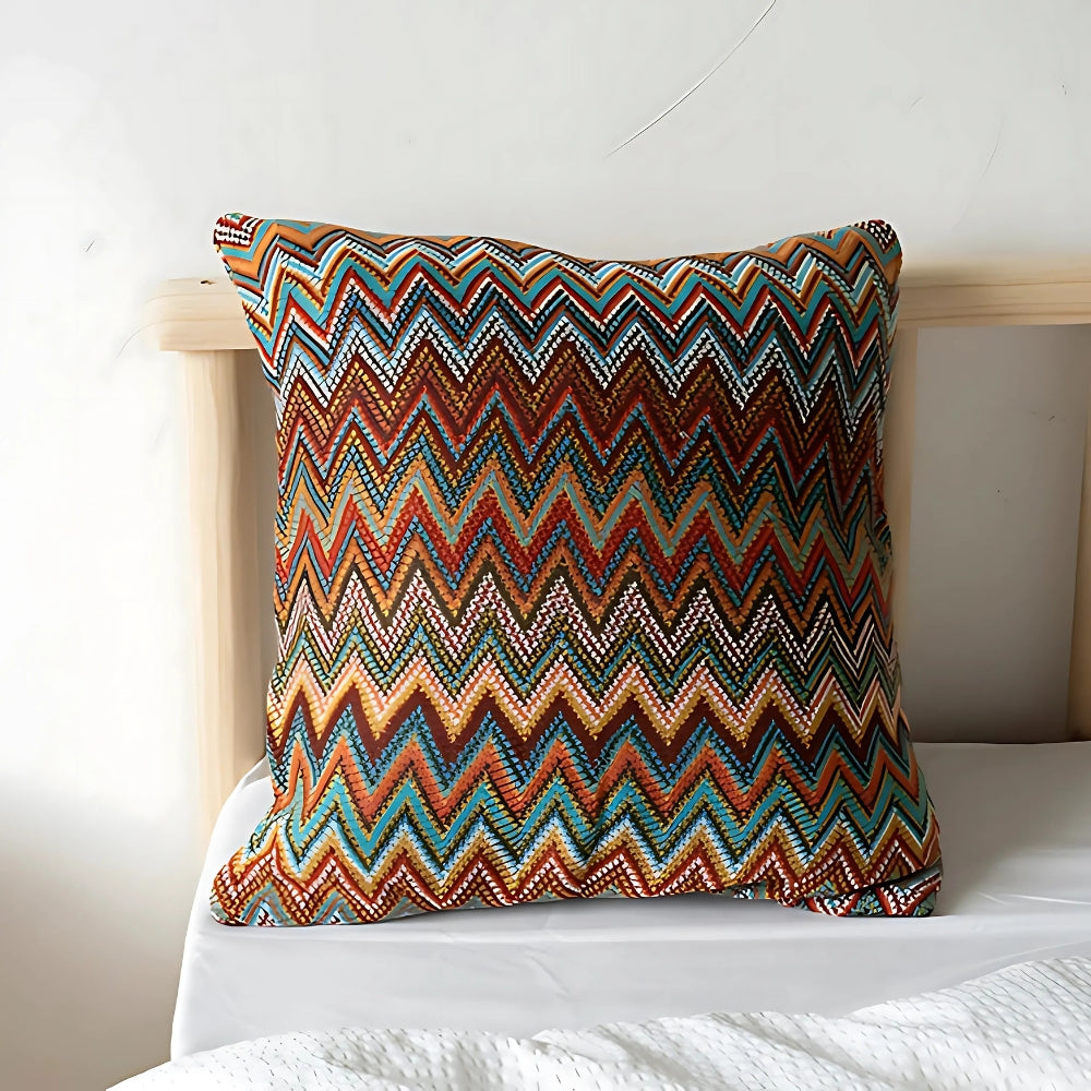 Zigzag Gebreide Boho Kussenhoes – Zachte Microvezel voor de Bank | Oase Wonen
