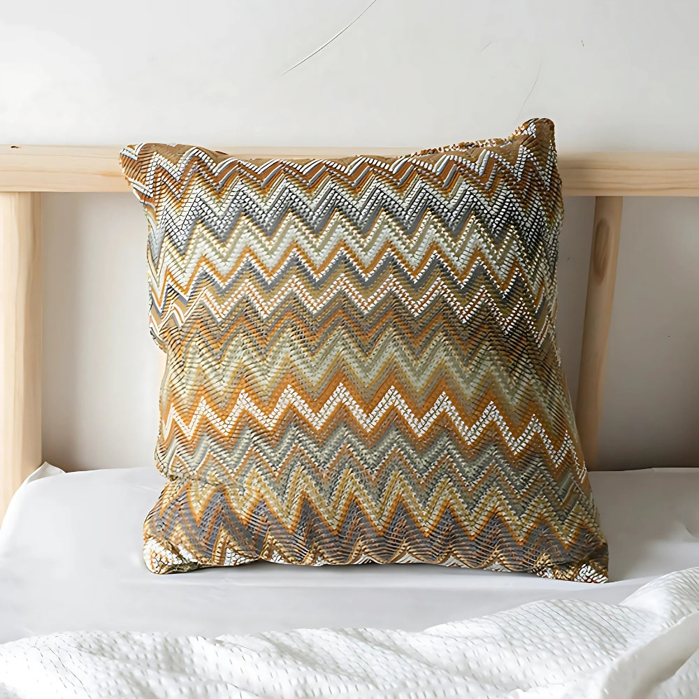 Zigzag Gebreide Boho Kussenhoes – Zachte Microvezel voor de Bank | Oase Wonen