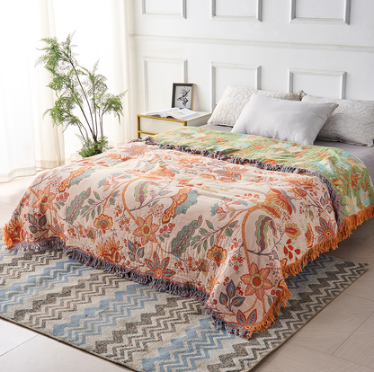 Boho Bloemen Plaid – 100% Katoen voor een Gezellige Sfeer | Oase Wonen